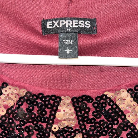 Express Burgundy and Black Sequin Dress - Picture 5 of 13